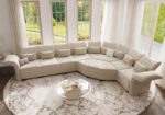 173" Oversized Modular Sectional Sofa with 6-Side Deep Chaise & Adjustable Armrest & High Backrest & Storage Seat, L Shaped Flower Sectional Couches for Living Room, Chenille Khaki | Pet-Friendly Fabric, Plush Cushions