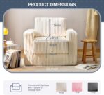 Giant Bean Bag Chair for Adults, Comfy Bean Bag Sofa with Pillows and Armrests, Large Plush Upholstered Floor Sofa Bean Chair for Living Room Bedroom, White - Image 2