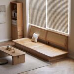 Oversized Solid Wood Sofa with Oak Wood Frame, Gravel White Upholstered Sofa with Removable Cushions, 4 Storage Seat, Wooden Sofa for Living Room, Home, Apartment - Image 2