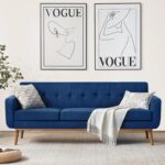 Sofa Couch, Mid Century Modern Sofa with Solid Wood Frame, Button Tufted Couch for Bedroom, Living Room, Office, Apartment (Dark Blue, 80 inch)