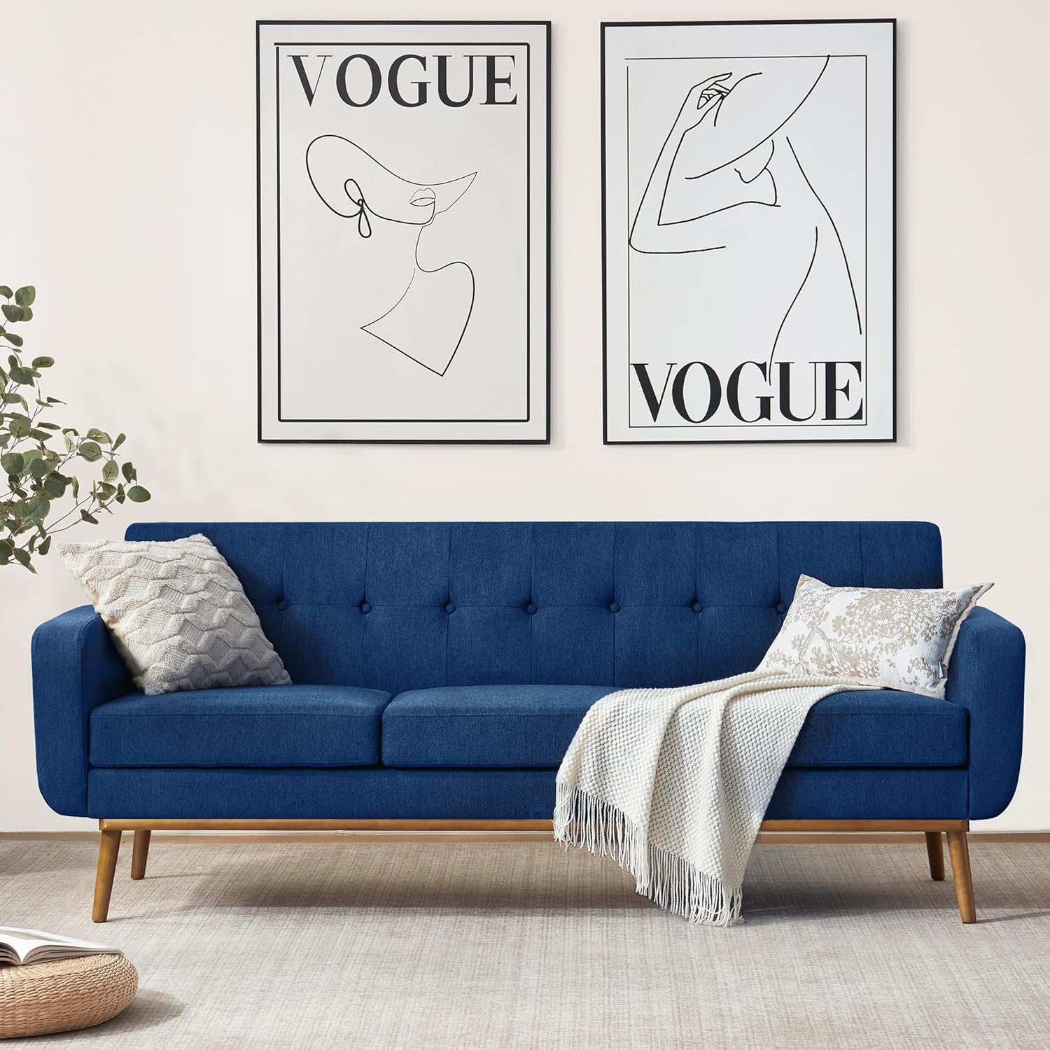 81pGpTcpyjL._AC_SL1500_.jpg Sofa Couch, Mid Century Modern Sofa with Solid Wood Frame, Button Tufted Couch for Bedroom, Living Room, Office, Apartment (Dark Blue, 80 inch) - Image 1