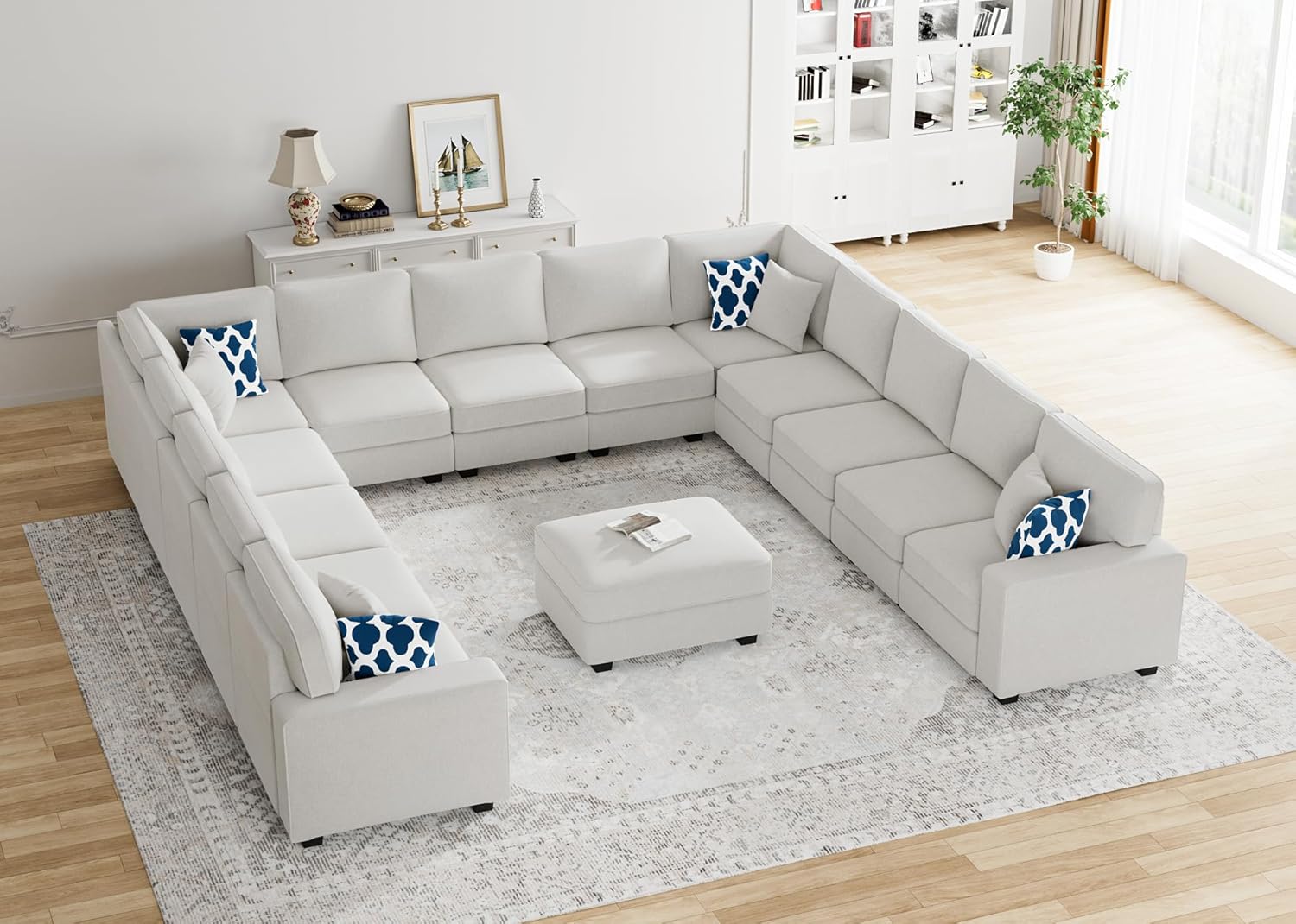 81xq1HbEtXL._AC_SL1500_.jpg Modular Sectional Sofa L Shaped Couch with Ottoman Modern Reversible Corner Sectional Couch for Living Room - Image 1