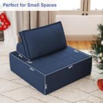 Modular Sectional Sofa, 35" Corduroy Sofa Sleeper Deep Seat Sofa with Adjustable Backrest, Small Couch for Small Spaces, Living Room, Bedroom, Apartment,Blue Office Couch - Image 2