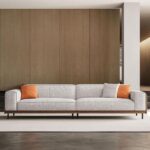 Modern four-seat fabric sofa, suitable for living room—a comfortable 111.81-inch sofa with a wooden frame and metal legs, easy to assemble, ideal for an office or living room, in grey. - Image 2