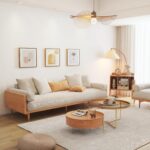 Modern 3 Seater Sofa, Upholstered Linen Fabric Couch, Chinese Style Sofa with Solid Wood Frame Large Sofa for Living Room, 82.7" W x 34.6" D x 26.8" H