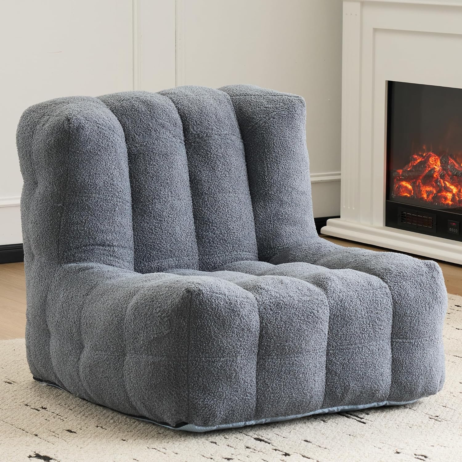 91ykDlmSx-L._AC_SL1500_.jpg Oversized Chaise Lounge Indoor, Large Bean Bag Chair for Adult, Comfy Lazy Sofa with Memory Foam Filled for Living Room, Bedroom or Balcony - Image 1