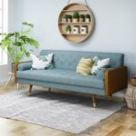 Aidan Mid Century Modern Tufted Fabric Sofa, Blue - Image 2